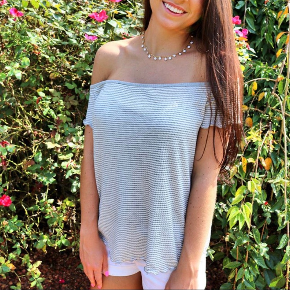 Gray & Ivory striped Top